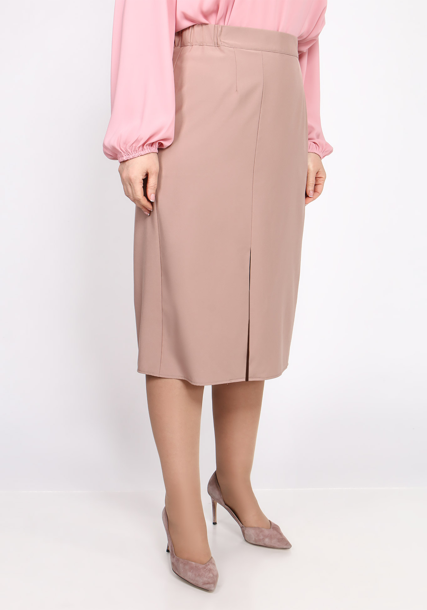 Юбка однотонная с разрезом