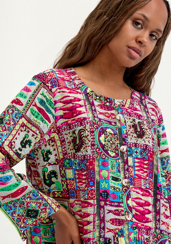 Удлиненное платье свободного кроя с принтом шир.  580, рис. 13