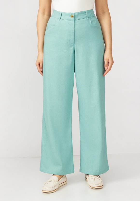 Брюки палаццо из льняной ткани шир.  580, рис. 4