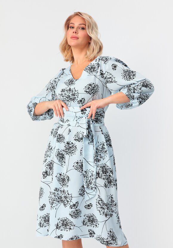 Платье с цветочным принтом с рукавом фонарик шир.  580, рис. 11