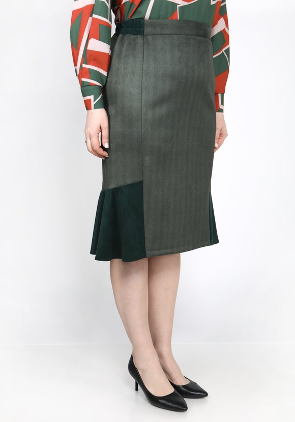 Юбка из эко-замши с воланом шир.  580, рис. 6