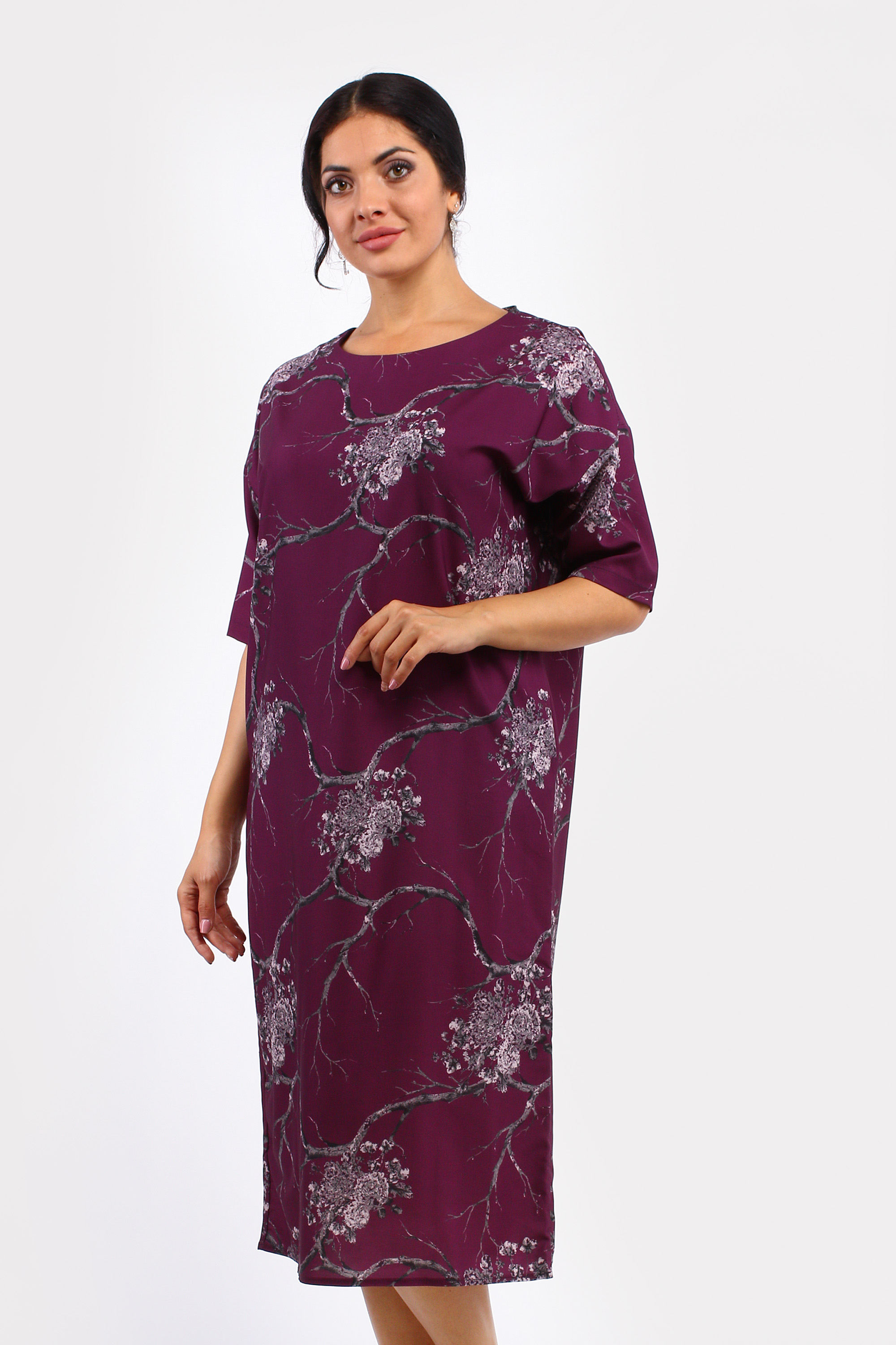 Платье свободного кроя с рукавом 1/2 Frida, размер 44, цвет кофейный - фото 1