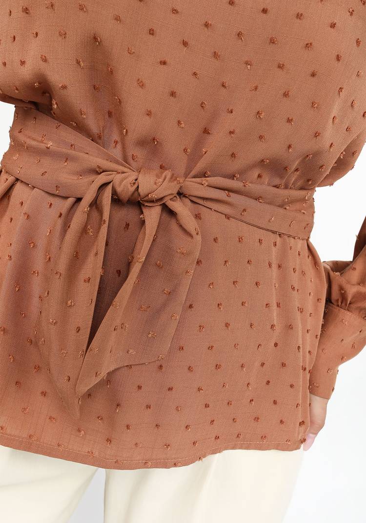 Блуза свободного кроя со сборкой на рукавах шир.  750, рис. 4