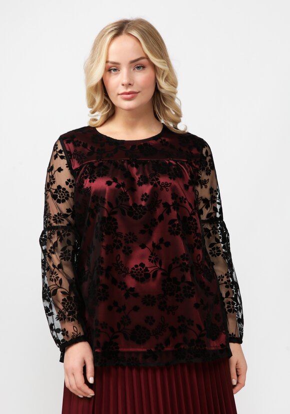 Блуза с шитьем на сетке шир.  580, рис. 1