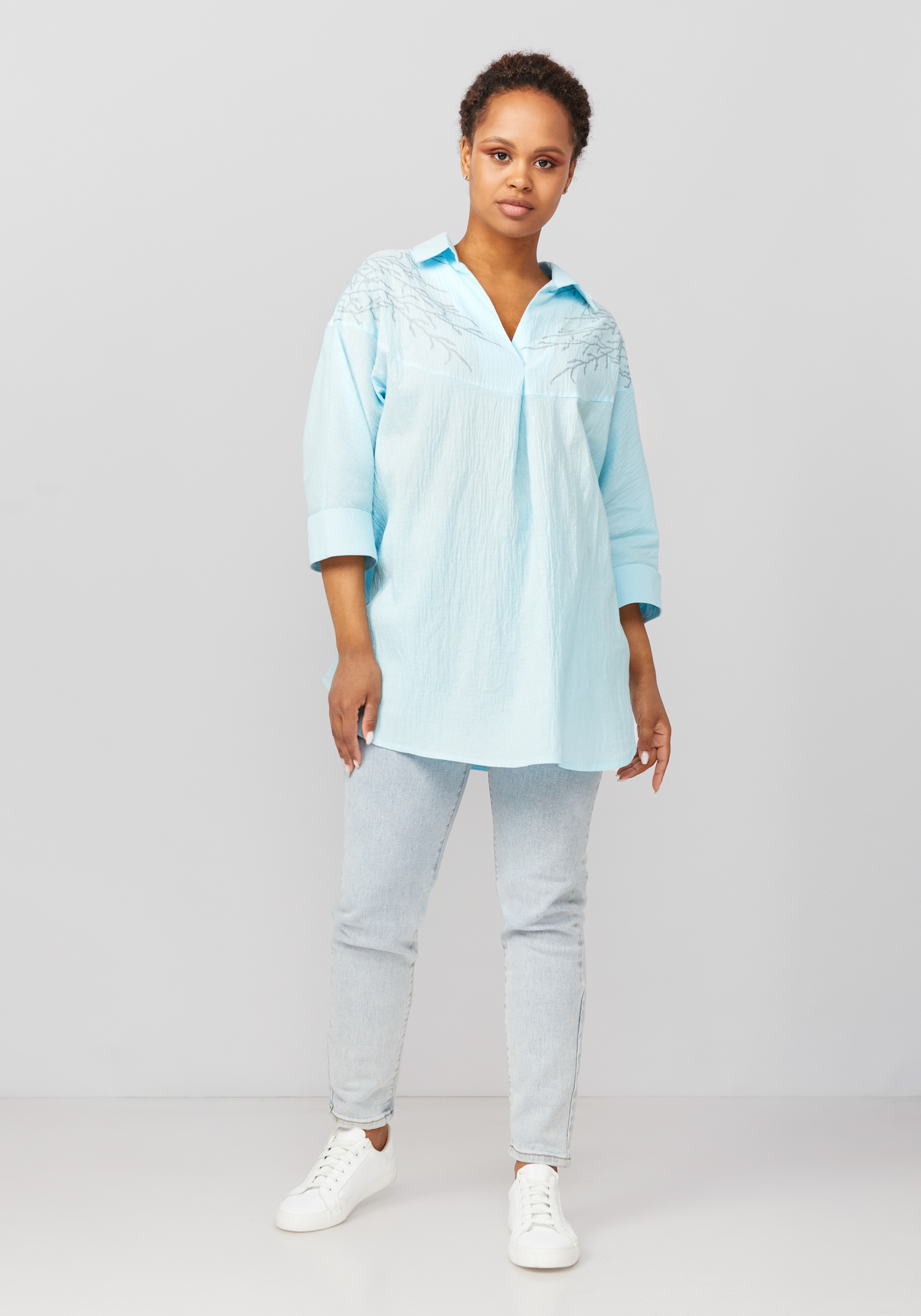 Блуза с принтом "Шерил" Mio Imperatrice, цвет голубой, размер 60 - фото 2