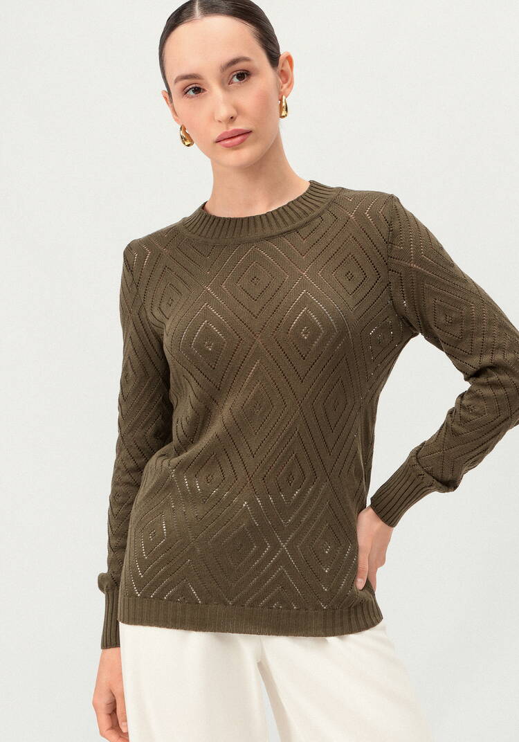 Джемпер с  ажурными ромбами шир.  750, рис. 12