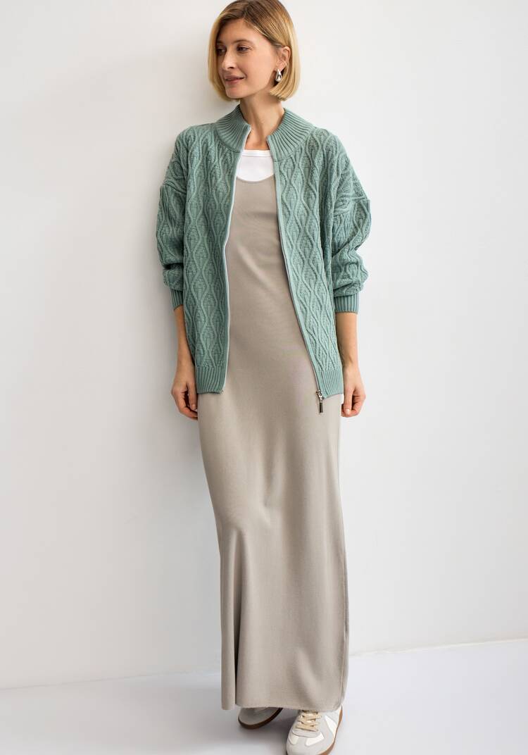 Кардиган на молнии с вязкой в виде ромбов шир.  750, рис. 8