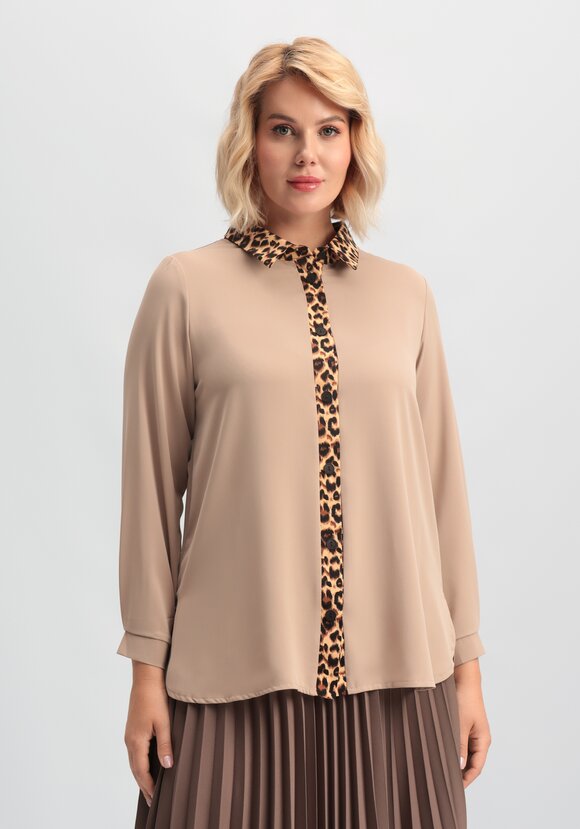 Блуза с принтом по воротнику и планке шир.  580, рис. 4
