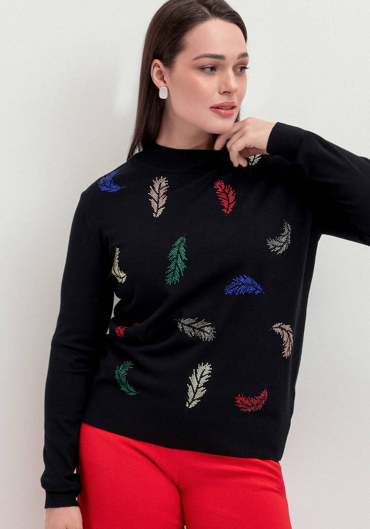 Джемпер с принтом в виде перьев шир.  750, рис. 14