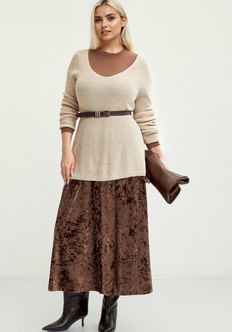 Юбка полусолнце из бархата шир.  750, рис. 7