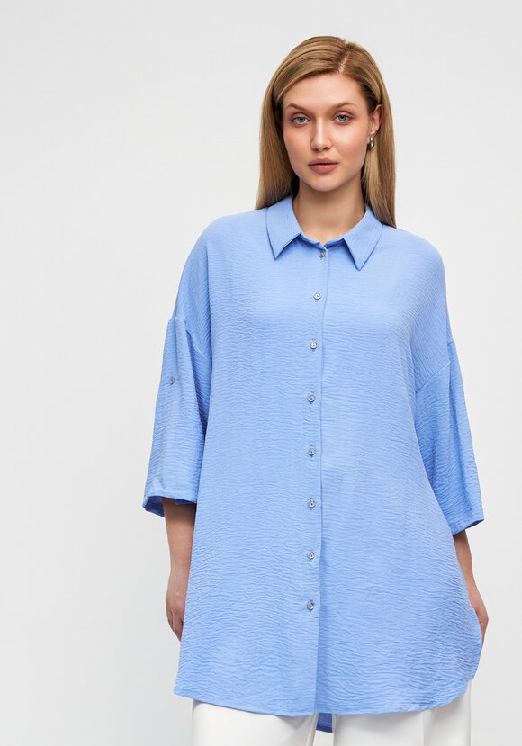 Рубашка удлиненная на пуговицах Лорелия шир.  580, рис. 14