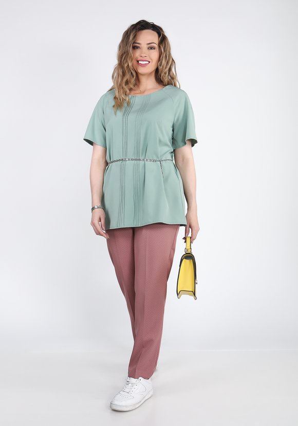 Блуза с защипами и круглым вырезом шир.  580, рис. 1