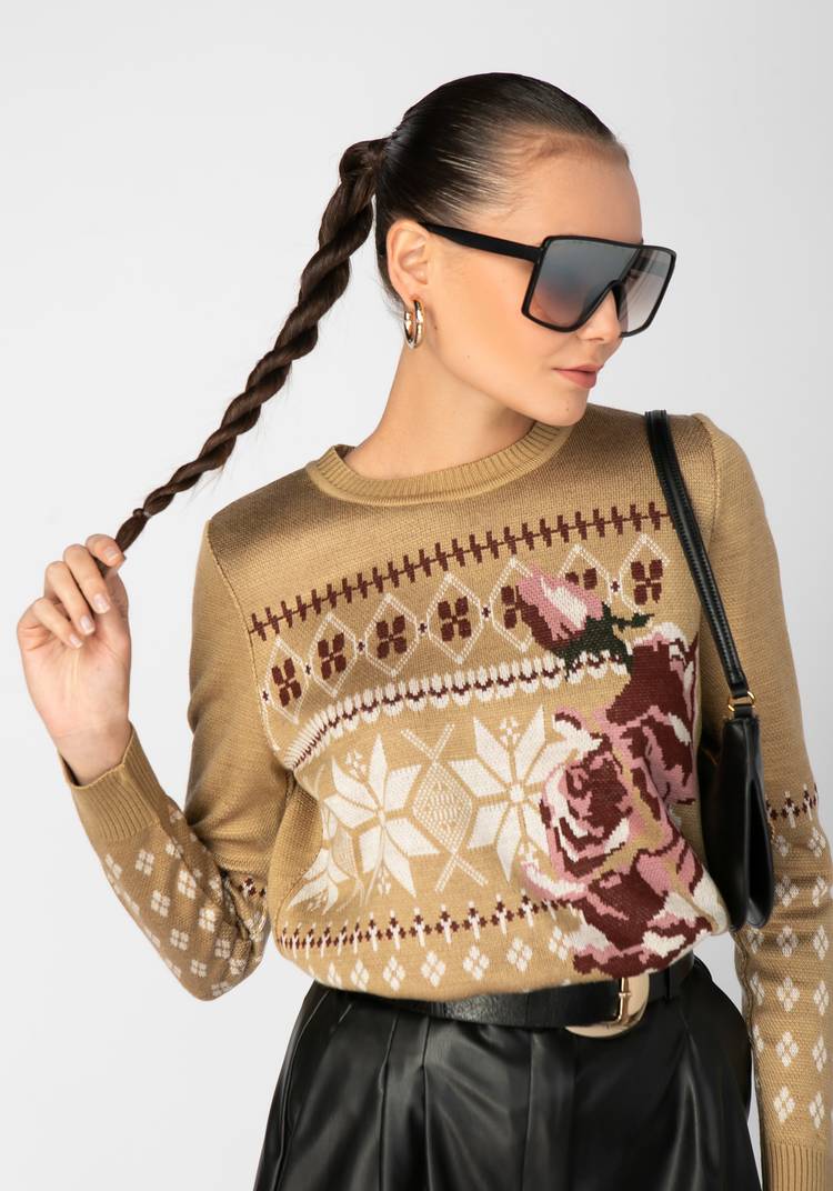 Джемпер женский с крупной розой шир.  750, рис. 4