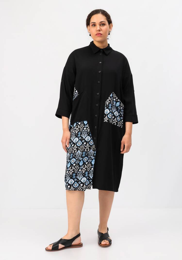 Платье-рубашка из штапеля комбинированное шир.  750, рис. 4