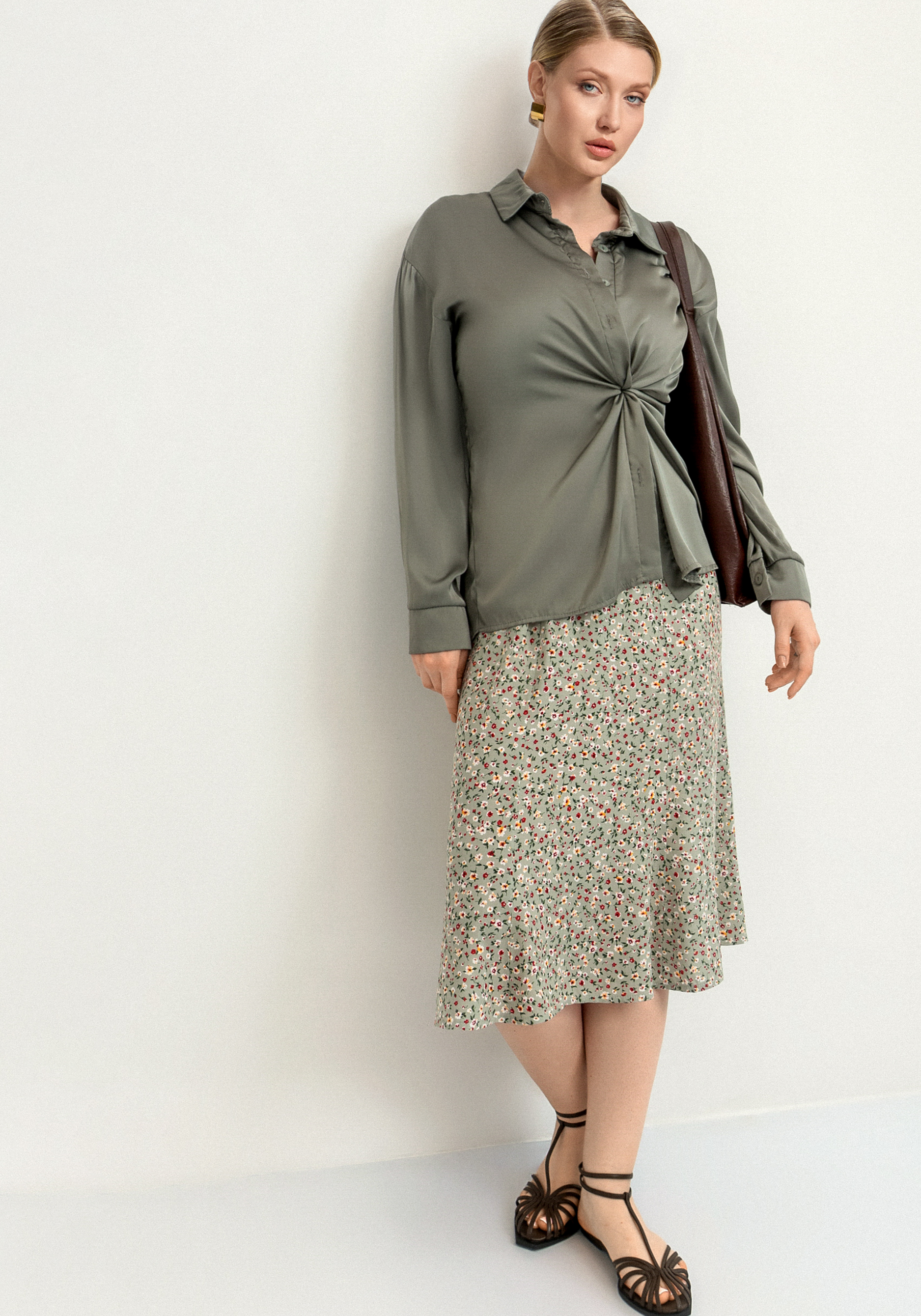 Юбка миди с цветочным принтом