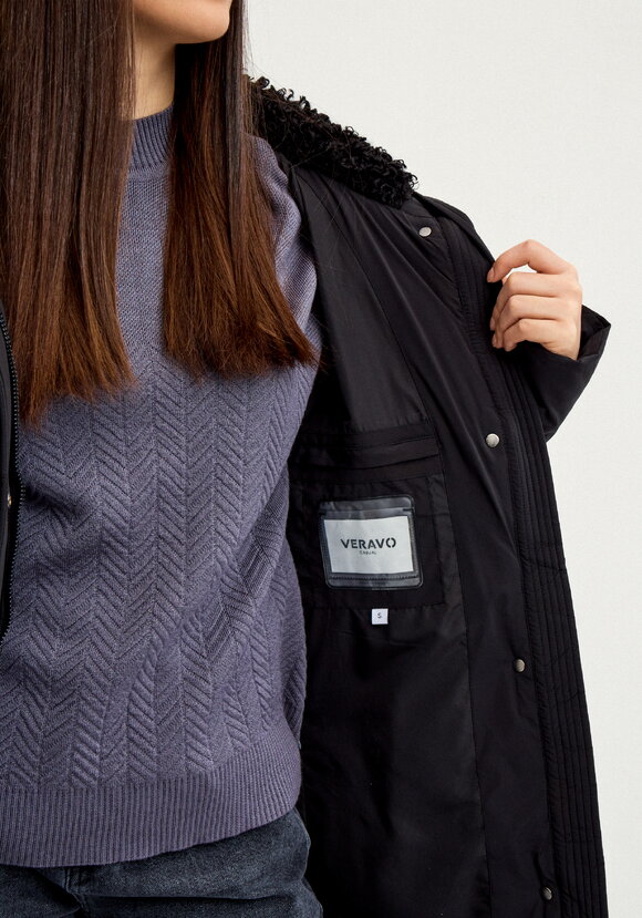 Пальто стеганое с меховой отделкой шир.  580, рис. 26