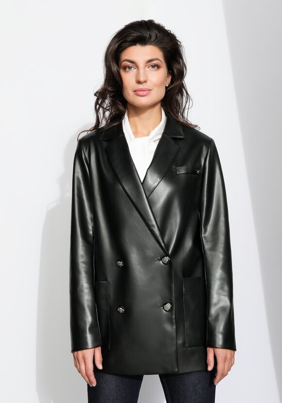 Пиджак двубортный из экокожи шир.  580, рис. 4