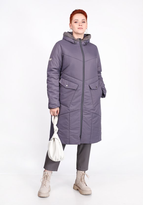 Пальто на синтепоне однотонное с капюшоном шир.  580, рис. 7