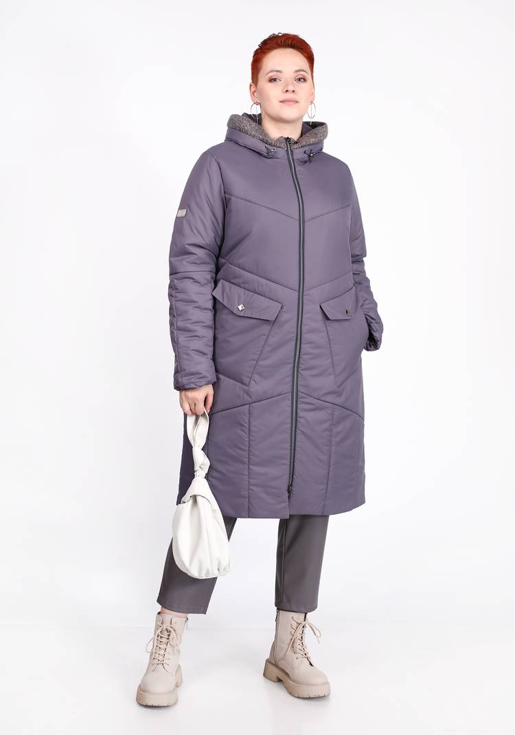 Пальто на синтепоне однотонное с капюшоном шир.  750, рис. 7