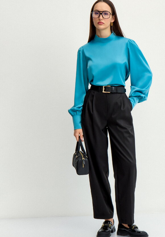 Блуза шелковая с пуговицами на вороте шир.  580, рис. 15