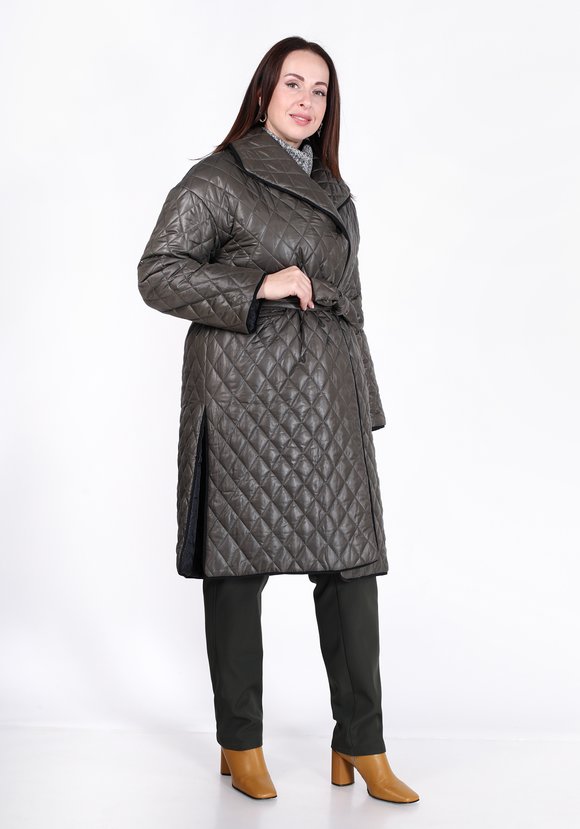 Пальто стеганое свободного кроя с поясом шир.  580, рис. 6