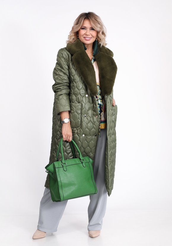 Пальто стеганое с меховым воротником шир.  580, рис. 14