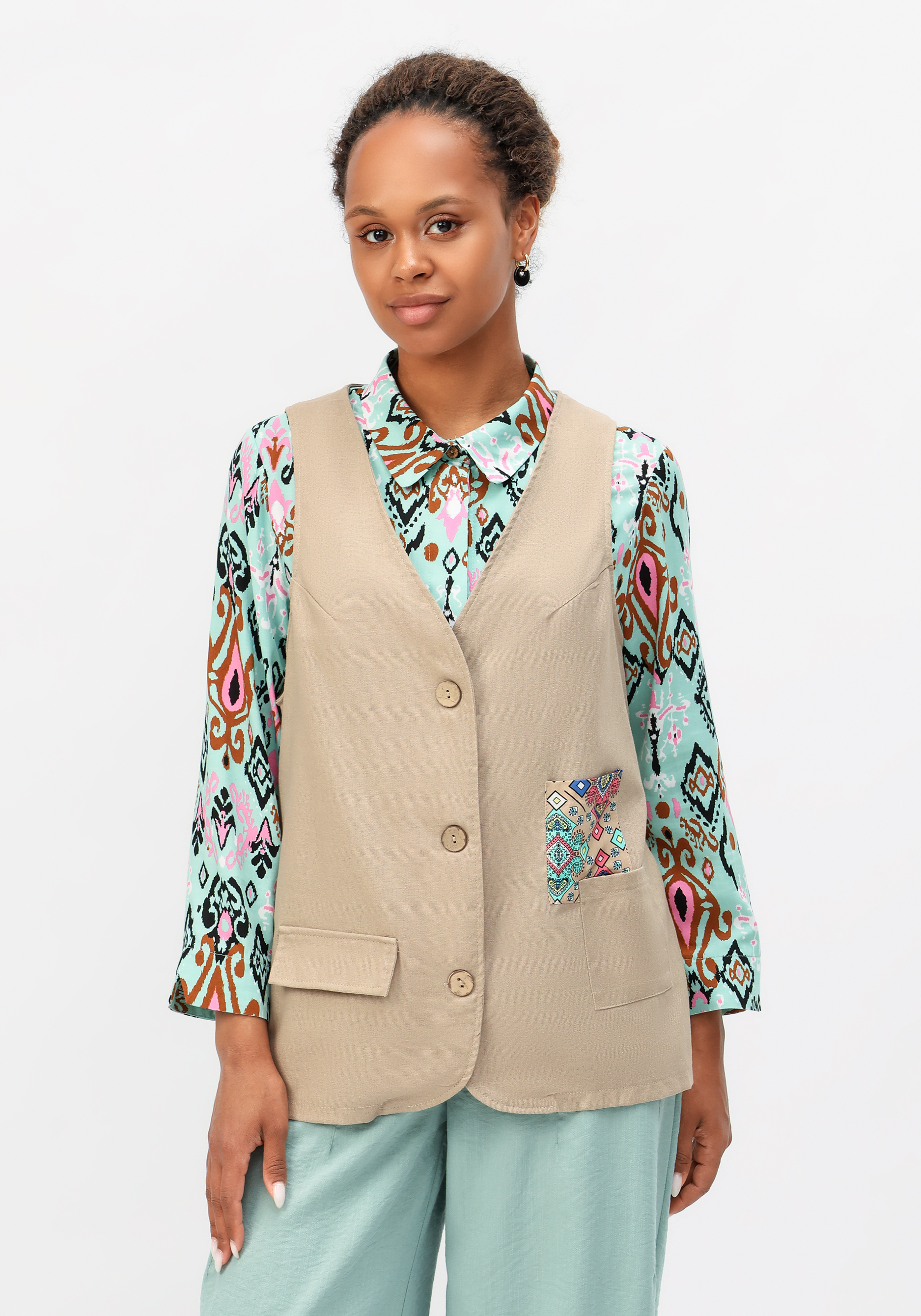 

Жилет оригинального дизайна, Коричневый