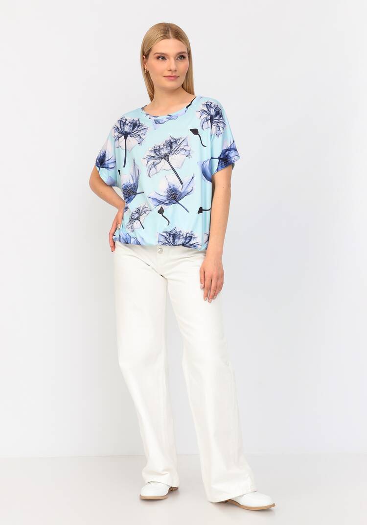 Блуза со стразами и цветочным принтом шир.  750, рис. 22