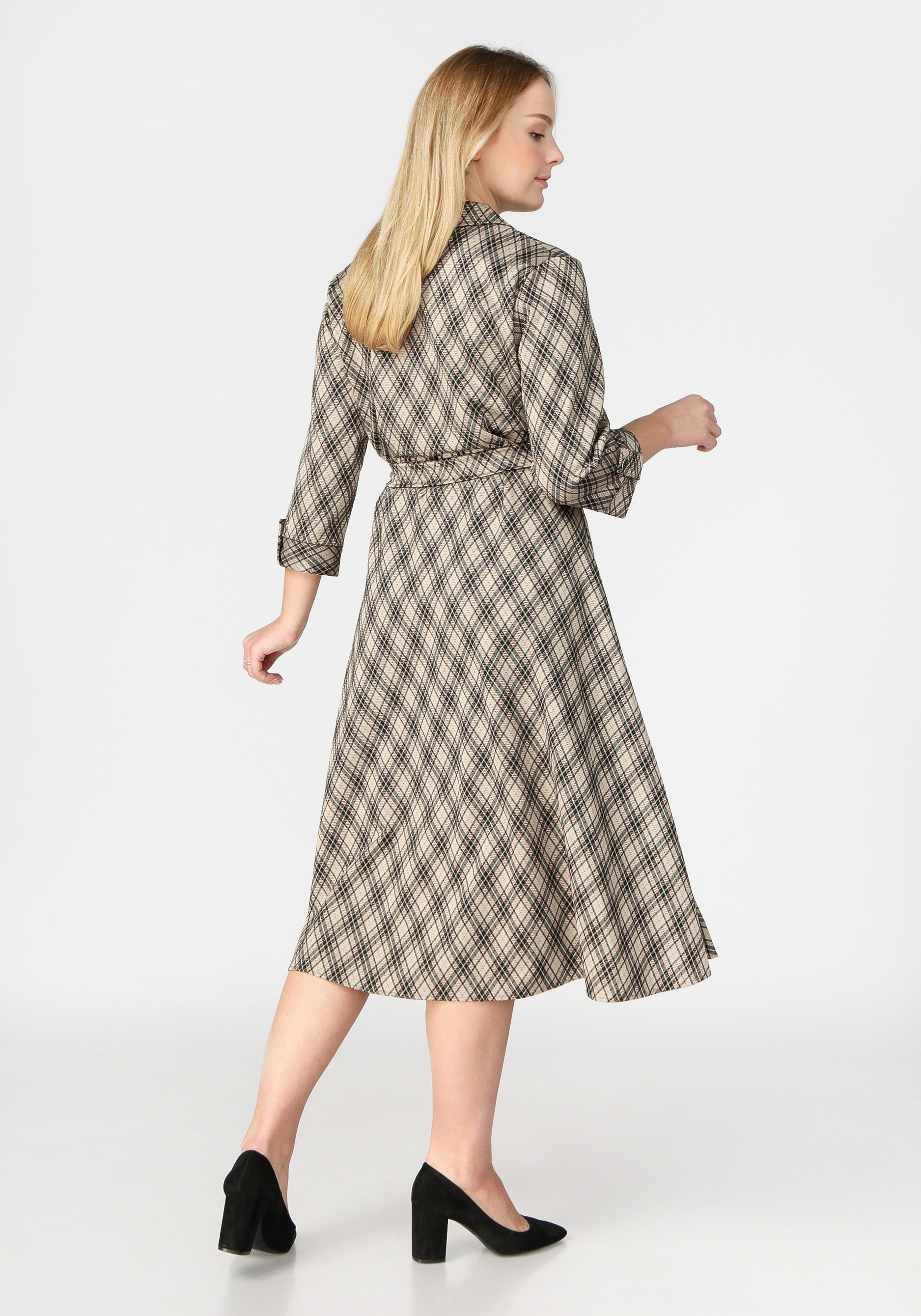 Платье миди с поясом VeraVo, размер 58, цвет серый - фото 3