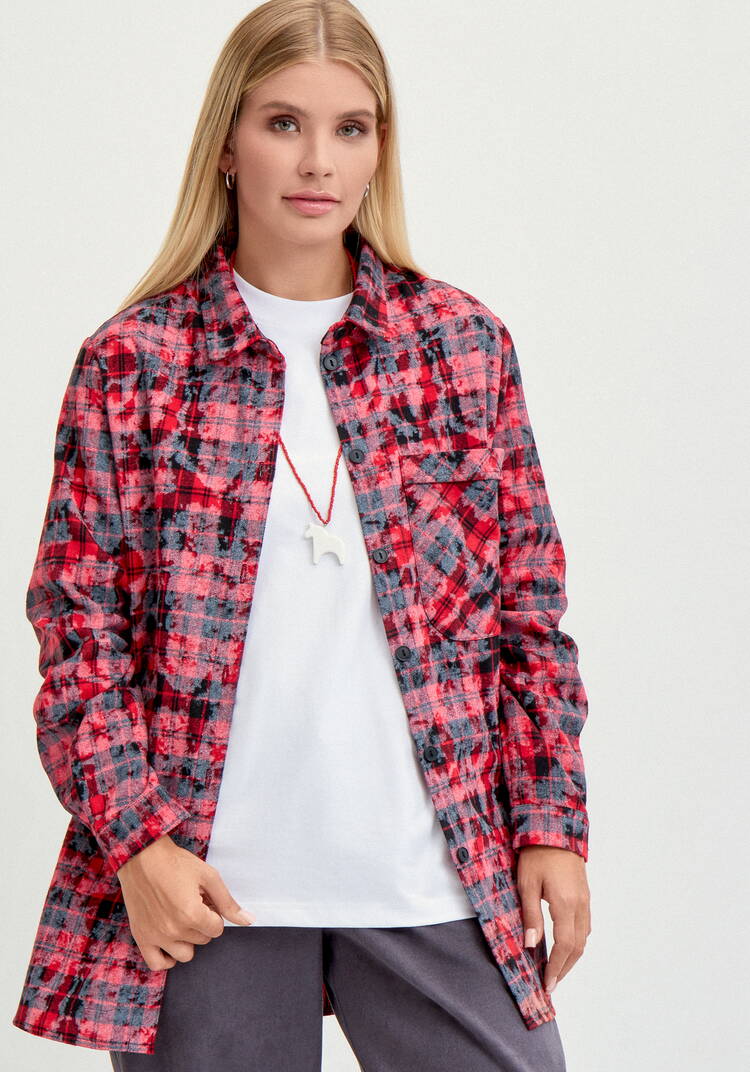 Рубашка в клетку на пуговицах с нашивкой шир.  750, рис. 16