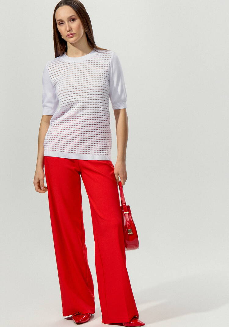 Джемпер с передней полочкой ажурной вязки шир.  750, рис. 8