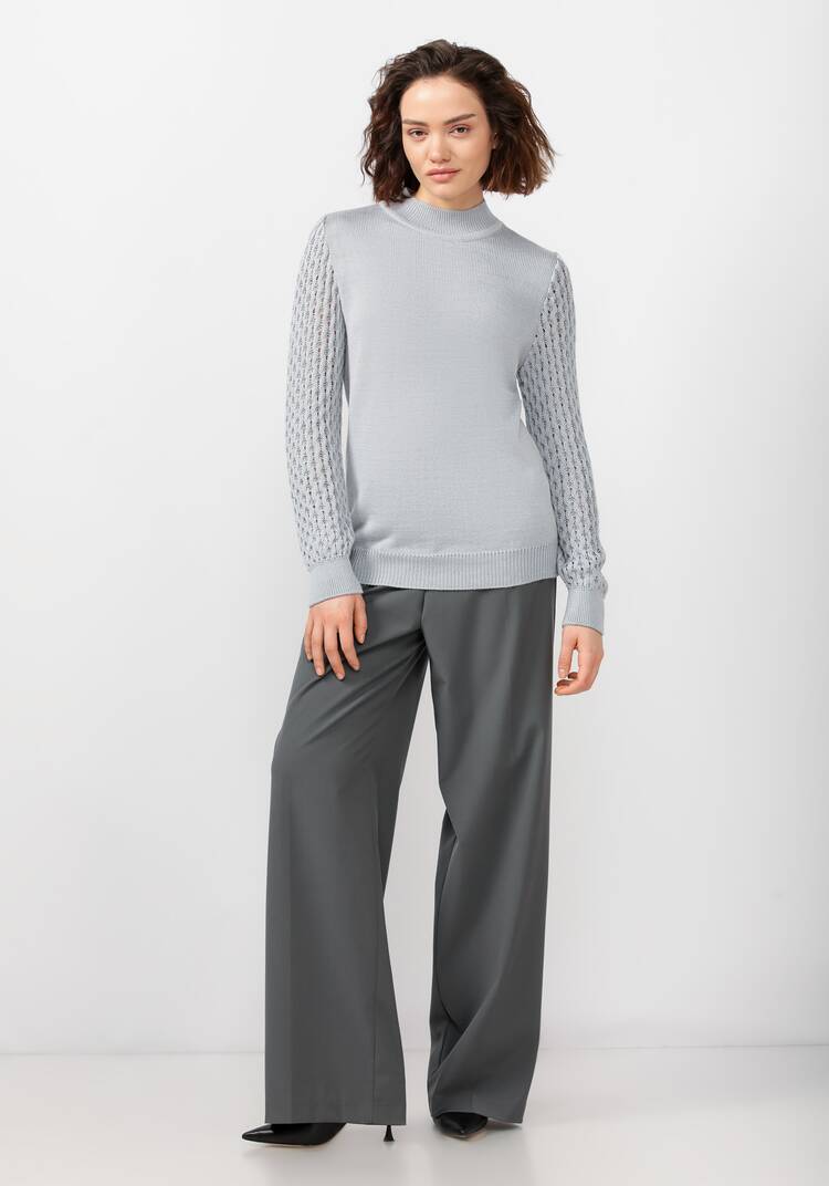 Джемпер с ажурными рукавами объемной вязки шир.  750, рис. 8