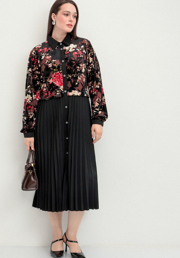 Платье с отрезной кокеткой и юбкой плиссе шир.  580, рис. 1