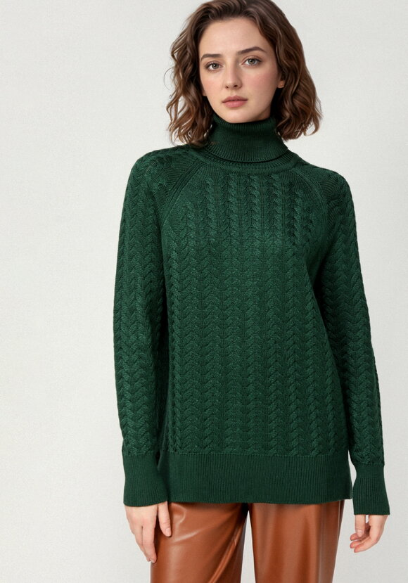 Свитер вязаный с косами и высоким горлом шир.  580, рис. 27