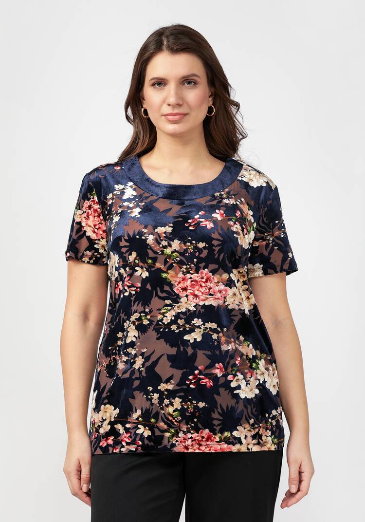 Туника с круглым вырезом и цветочным принтом шир.  750, рис. 11