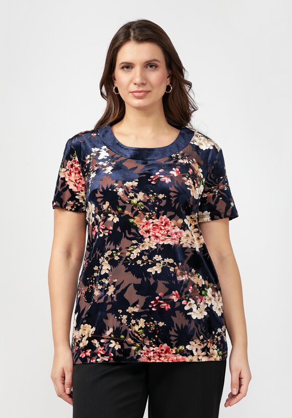 Туника с круглым вырезом и цветочным принтом шир.  580, рис. 11