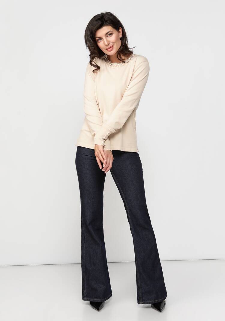 Джемпер с декором из жемчуга по горловине шир.  750, рис. 10