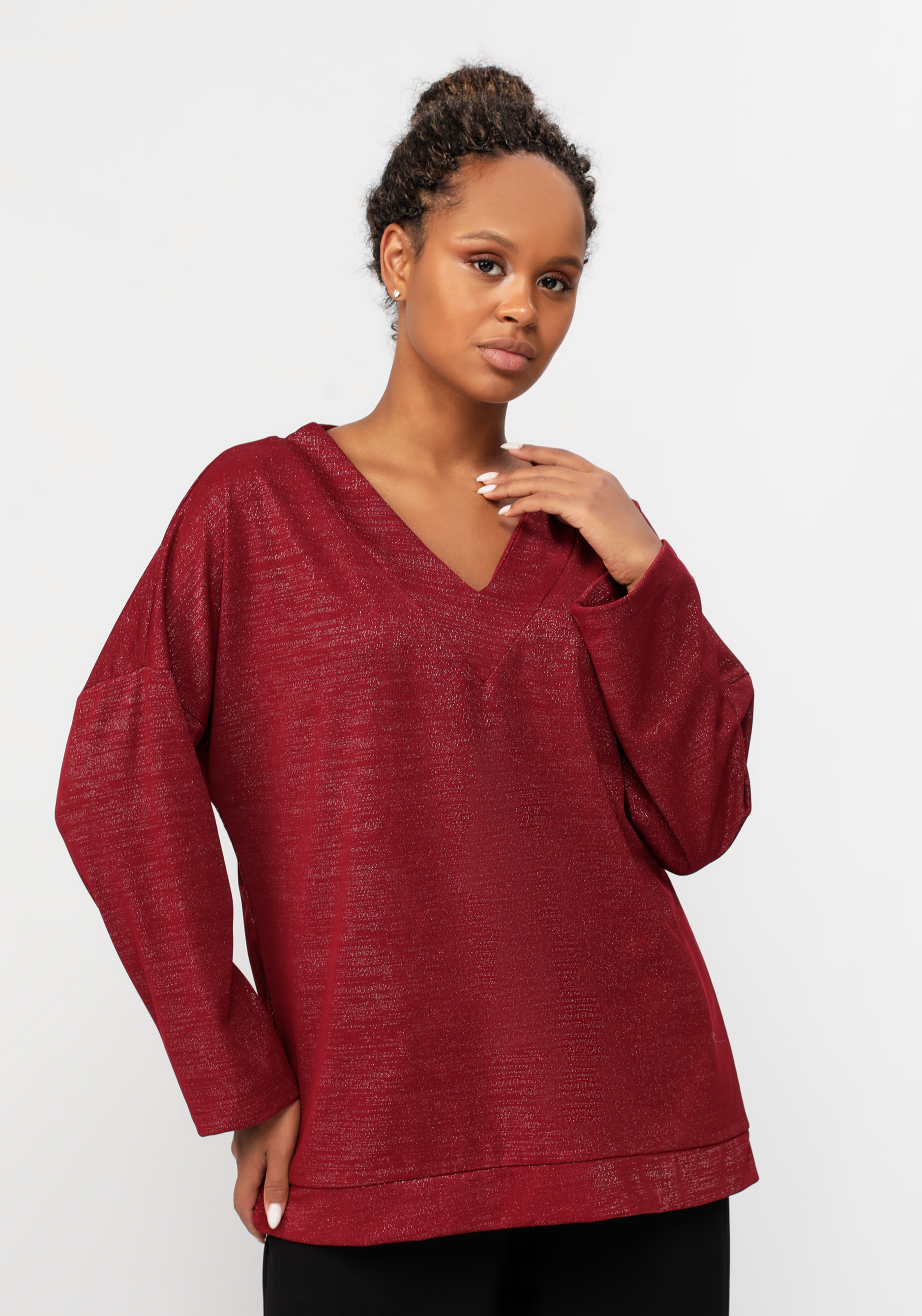 Блуза из блестящей ткани Julia Weber, размер 60, цвет бежевый - фото 6