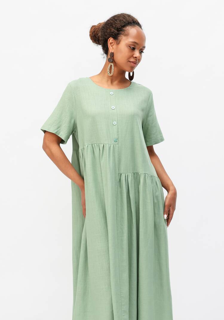 Платье с декоративной планкой и пуговицами шир.  750, рис. 18