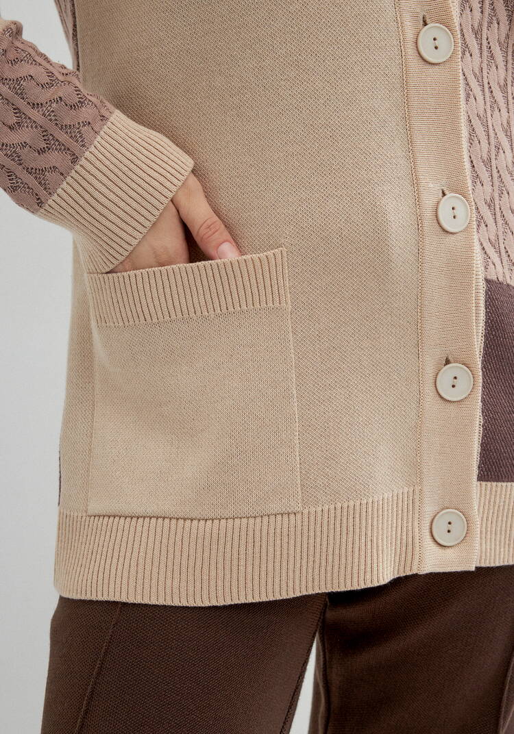 Кардиган с разноцветными вставками шир.  750, рис. 6