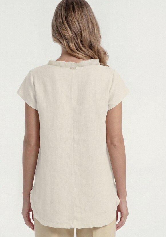 Топ изо льна с коротким рукавом и бахромой шир.  580, рис. 3