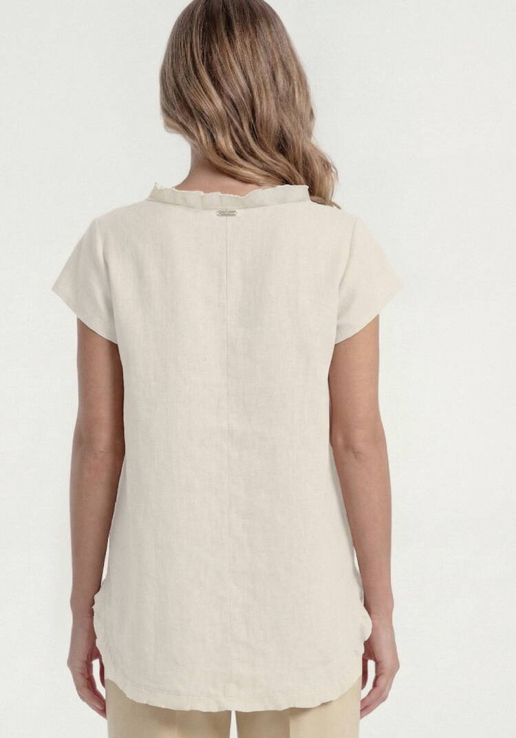 Топ изо льна с коротким рукавом и бахромой шир.  750, рис. 3