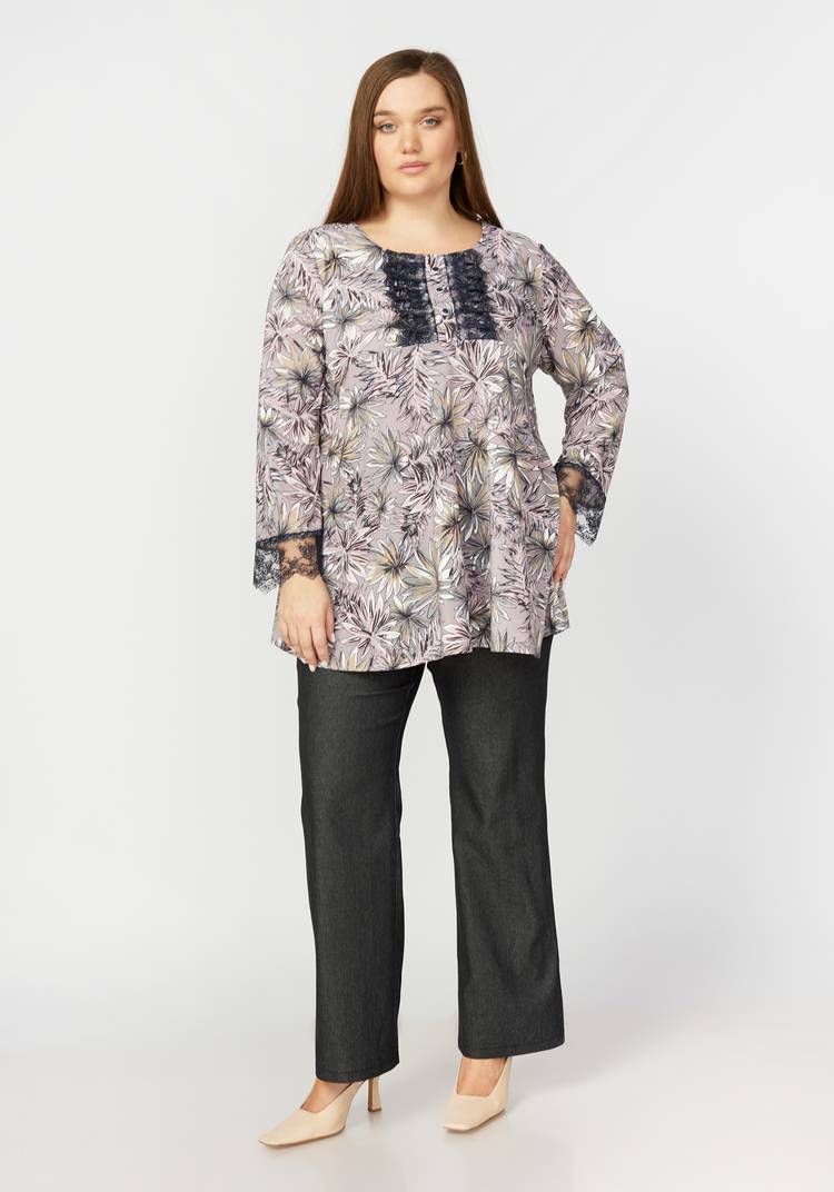 Туника принтованная с кружевом на рукавах шир.  750, рис. 3