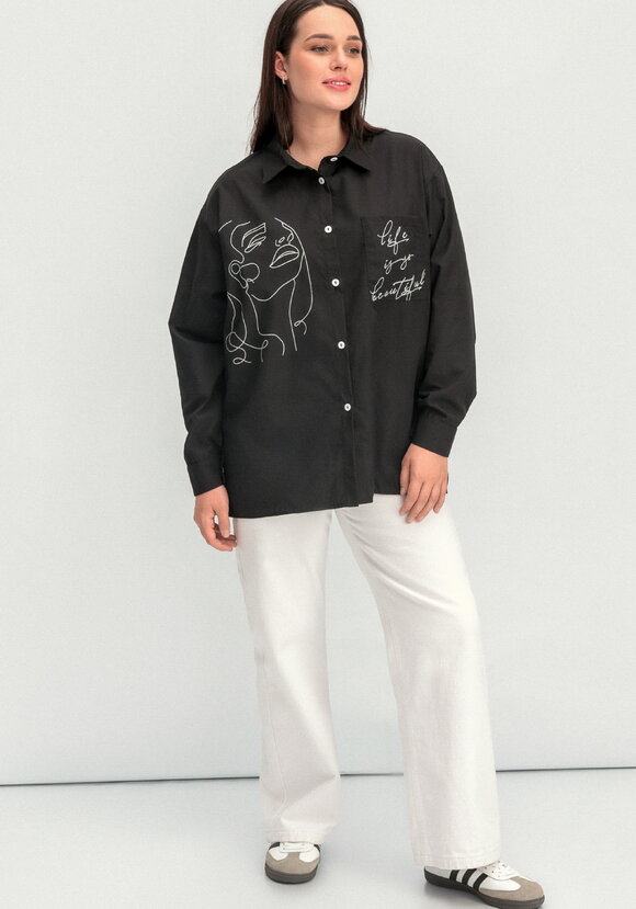 Рубашка с принтом на передней полочке шир.  580, рис. 27