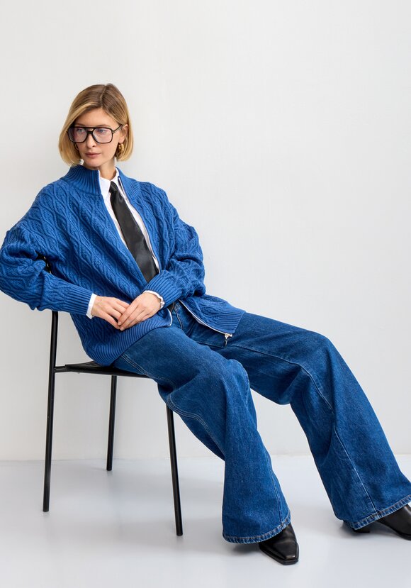 Кардиган на молнии с вязкой в виде ромбов шир.  580, рис. 17