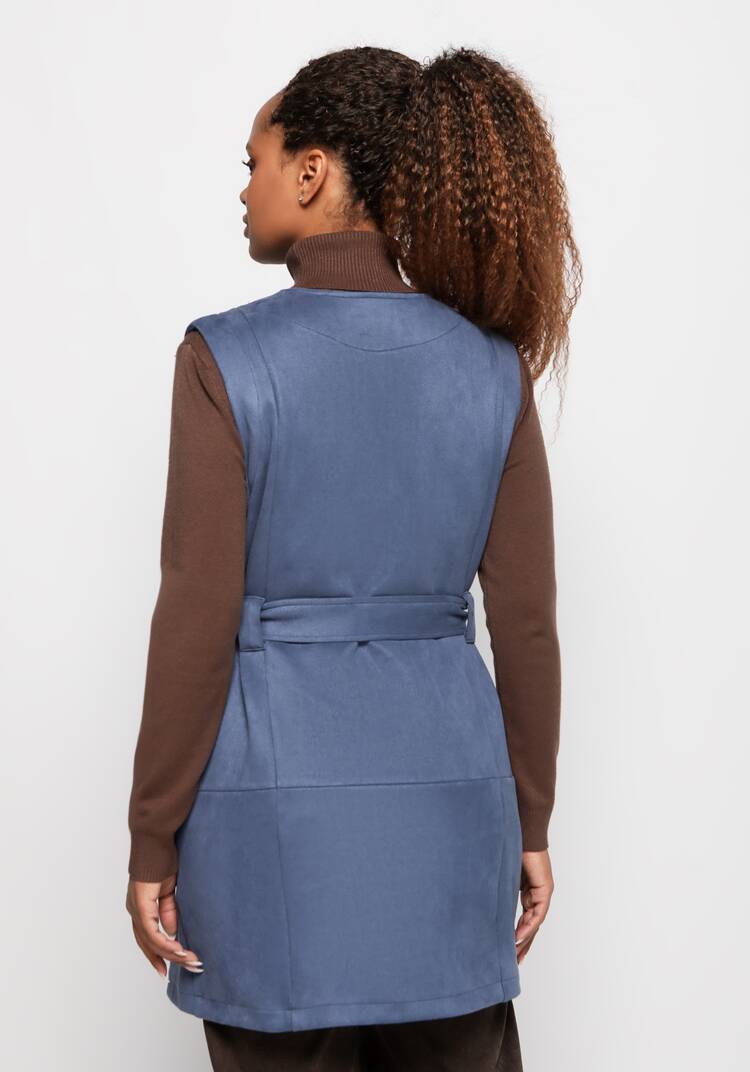 Жилет из экозамши с воротником апаш шир.  750, рис. 18