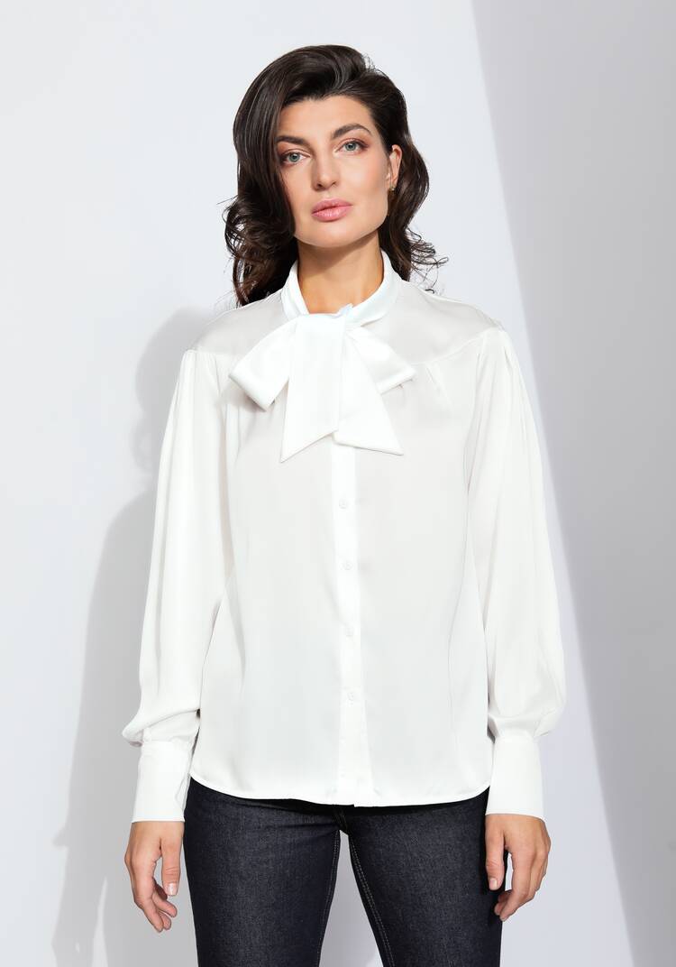 Блуза прямого силуэта с бантом шир.  750, рис. 13