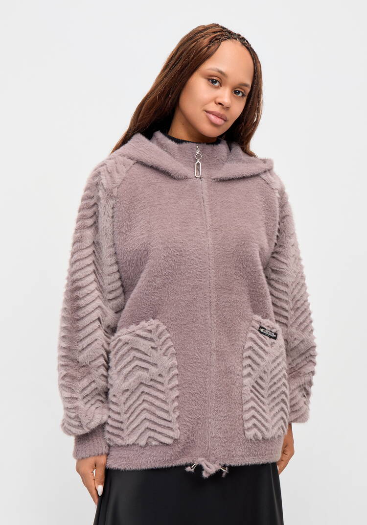 Куртка-альпака с капюшоном, удлиненная шир.  750, рис. 4