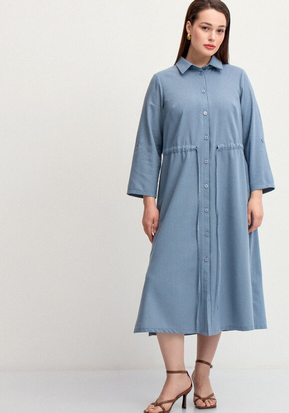 Платье-рубашка изо льна шир.  580, рис. 35