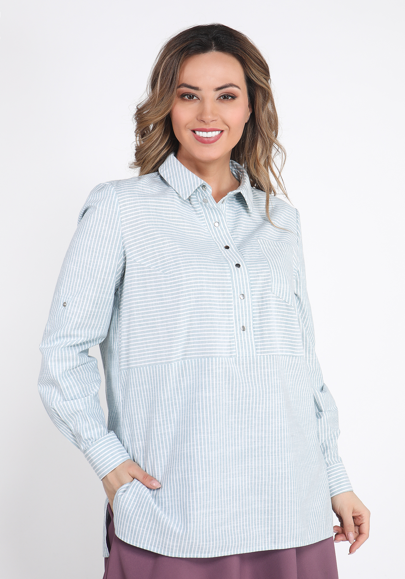 Блуза льняная "Грета" Julia Weber, размер 50, цвет синий - фото 1